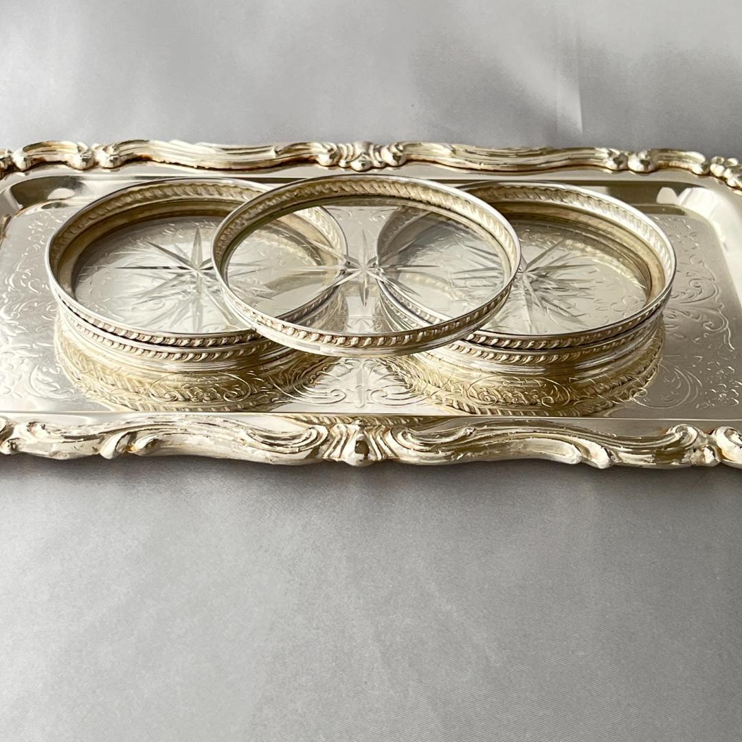 【純銀 / ガラス】フリルのワイングラスコースター 5枚 スターリングシルバー