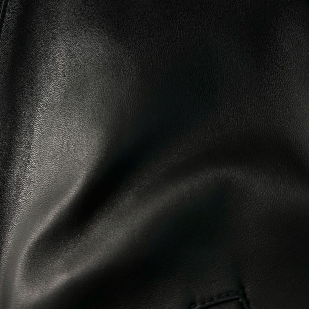 美品 タケオキクチ 羊革 ラムレザー A-2 シングルライダースジャケットM黒