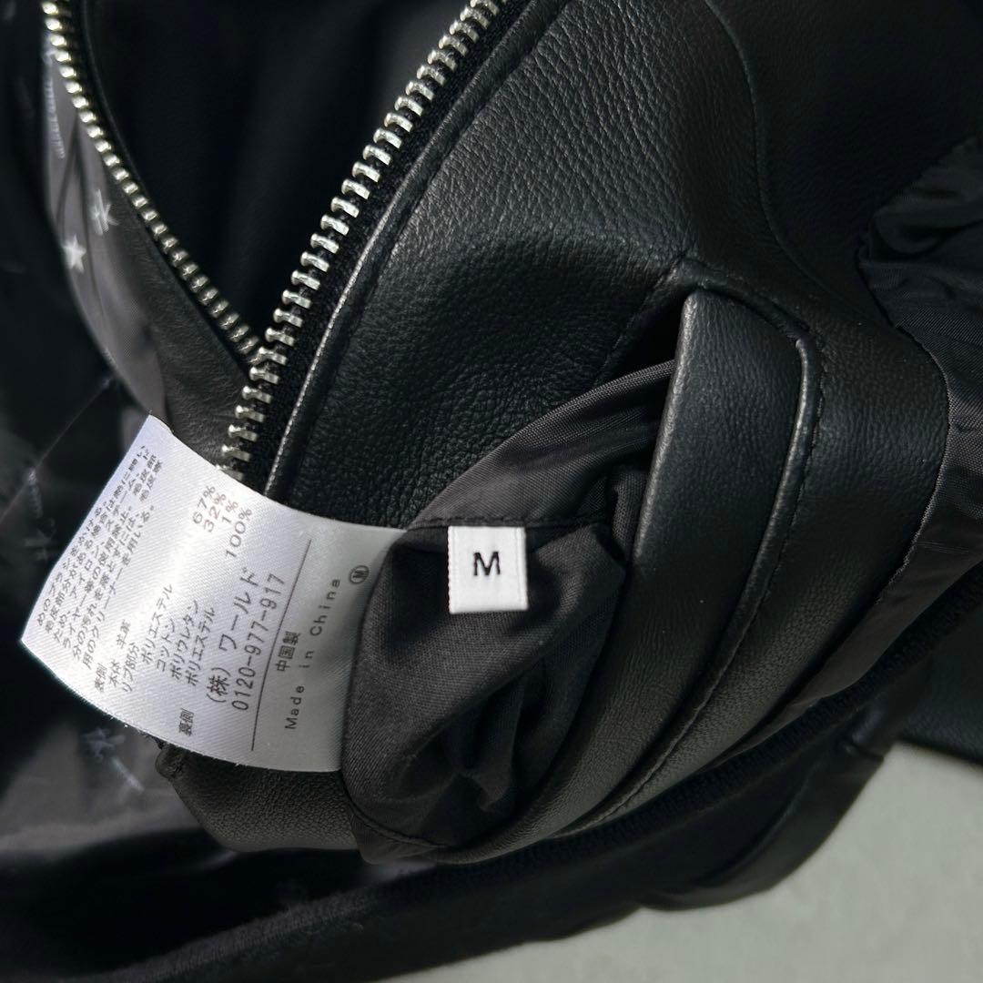 美品 タケオキクチ 羊革 ラムレザー A-2 シングルライダースジャケットM黒