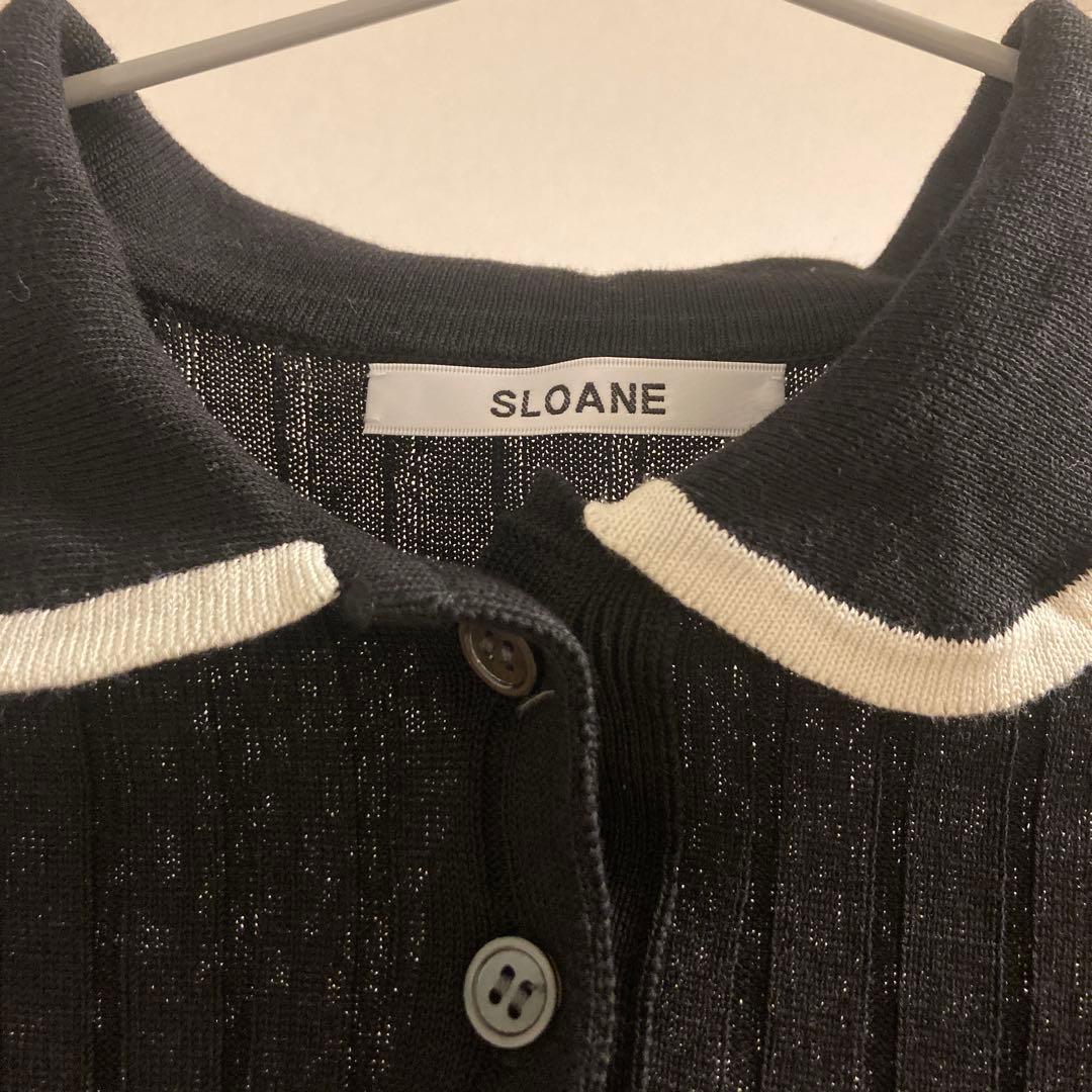 【SLOANE】 ブラック ニットポロシャツ 半袖
