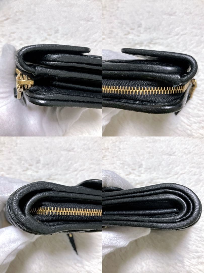 ♡美品♡MIU MIU マテラッセ 三つ折り財布 L字 ファスナー ブラック 金