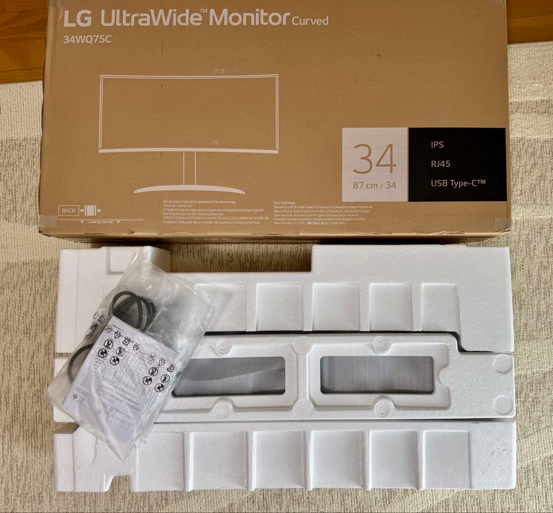 34WQ75C LG 曲面モニター 140時間使用