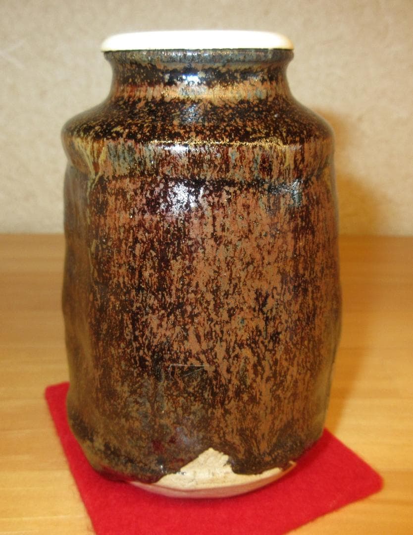 送料込【逢絢亭】茶道具 茶入 美濃焼 瀬戸 肩衝形 仕覆２点 加藤芳右衛門 共箱