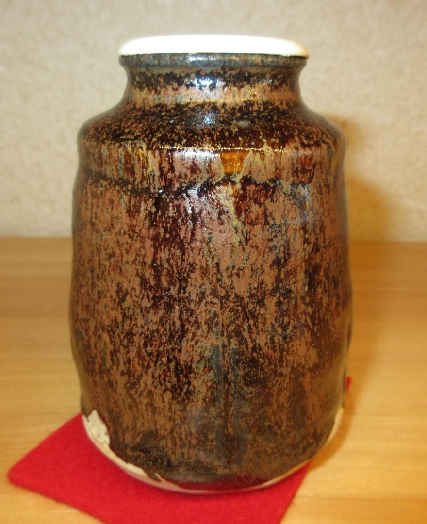 送料込【逢絢亭】茶道具 茶入 美濃焼 瀬戸 肩衝形 仕覆２点 加藤芳右衛門 共箱