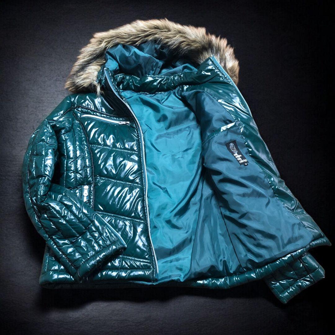 00s y2k 平成 ファージャケット ギャル男 お兄系 光沢 タイト 短丈