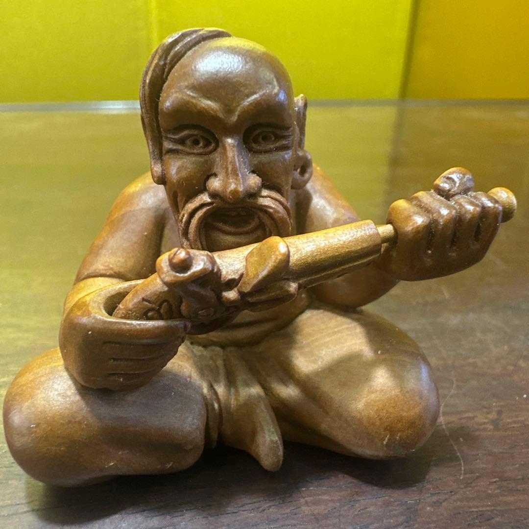 木製 人形 彫刻 武器 置物 根付