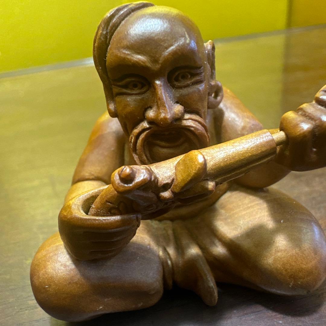 木製 人形 彫刻 武器 置物 根付