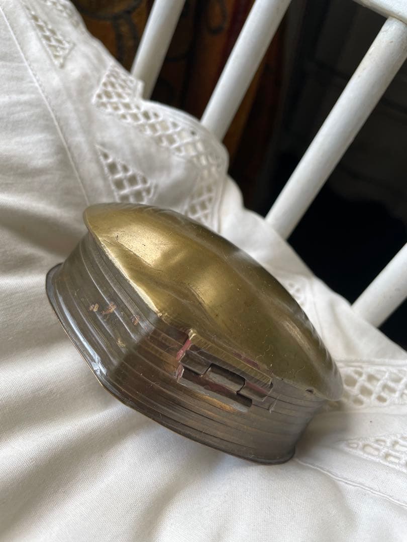 アンティーク　シェル形　真鍮　ジュエリー　アクセサリー　ロザリオ　ボックス　入れ