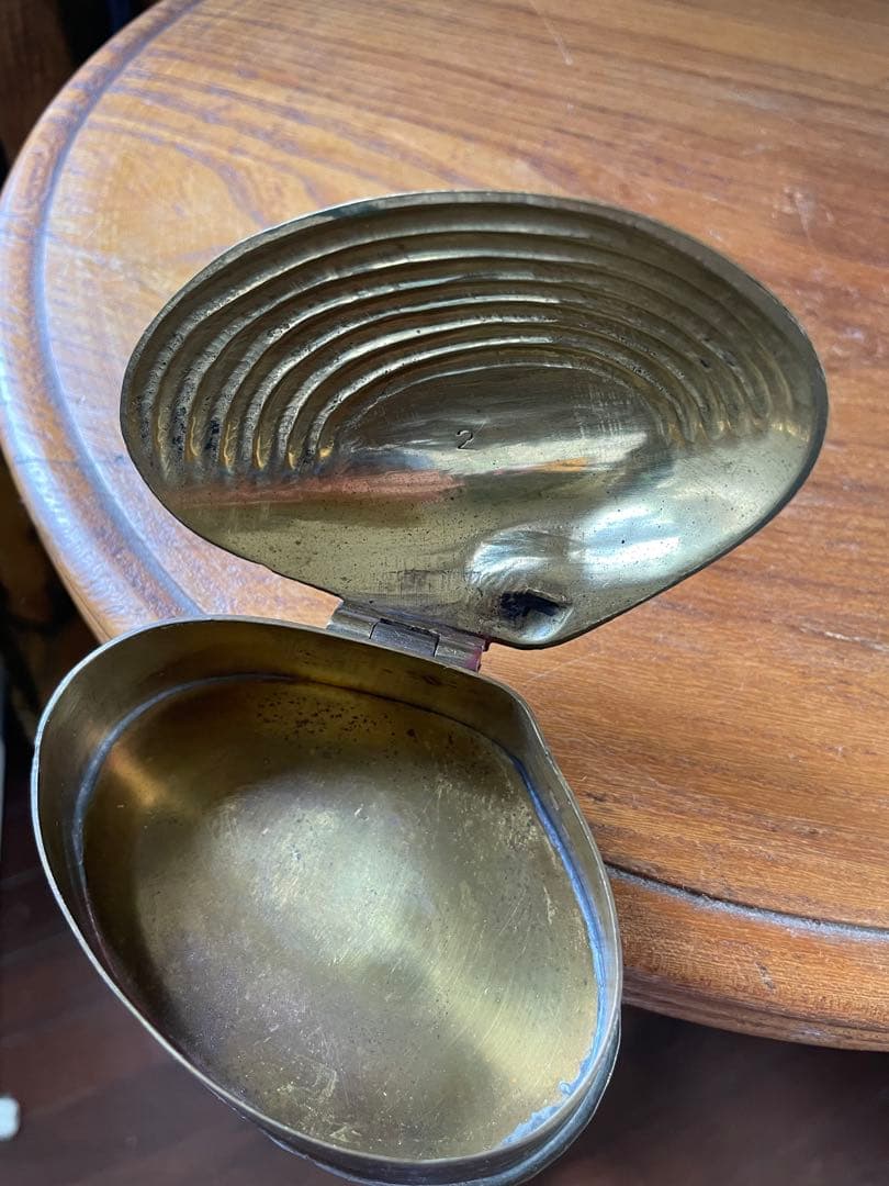 アンティーク　シェル形　真鍮　ジュエリー　アクセサリー　ロザリオ　ボックス　入れ