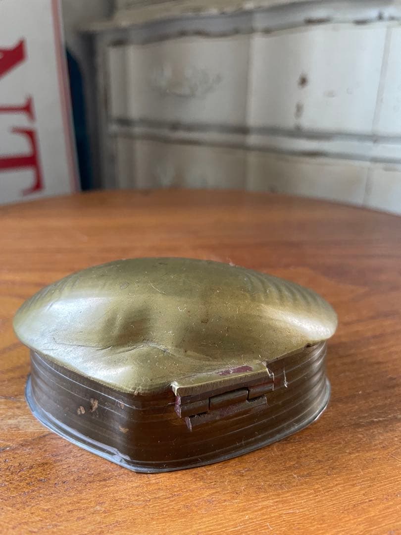 アンティーク　シェル形　真鍮　ジュエリー　アクセサリー　ロザリオ　ボックス　入れ