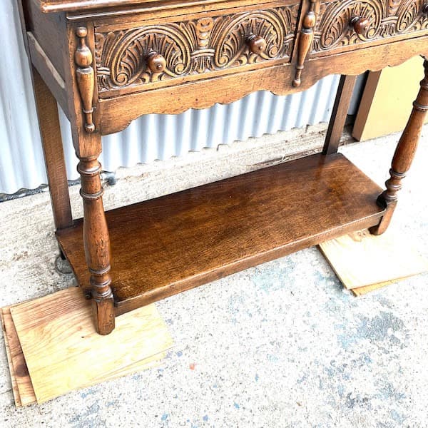 イギリスアンティーク　オープンカップボード　飾り棚　食器棚　オーク材