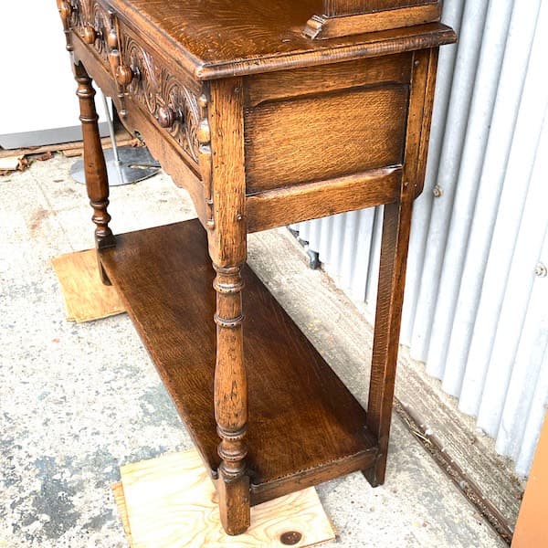 イギリスアンティーク　オープンカップボード　飾り棚　食器棚　オーク材