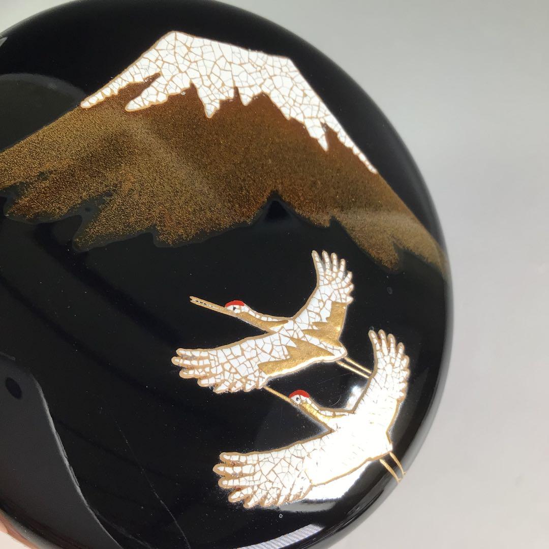 Ｒ６８９　棗　『大井好雲斎作』『大徳寺　立花大亀　箱書』『内銀地』『富士に双鶴』