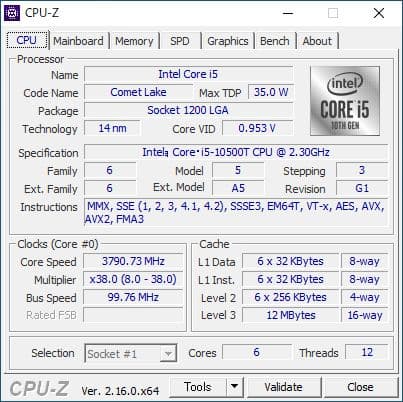 Intel Core i5 i5-10500T SRH3B ジャンク品