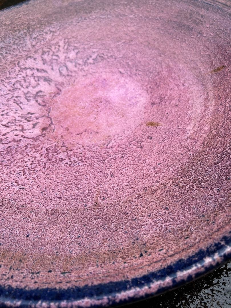 大皿　青とピンクの珍しい色合い　アンティーク