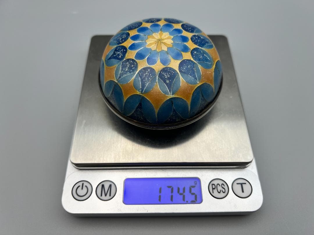 有線七宝蓋物　北原上子作　在銘　香合　重量約174.5g