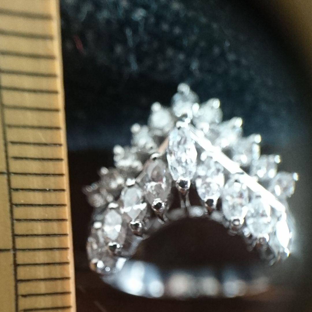 ヴィンテージプラチナ９００天然ダイヤモンドⅤ字リングダイヤ0.47ct0.25c