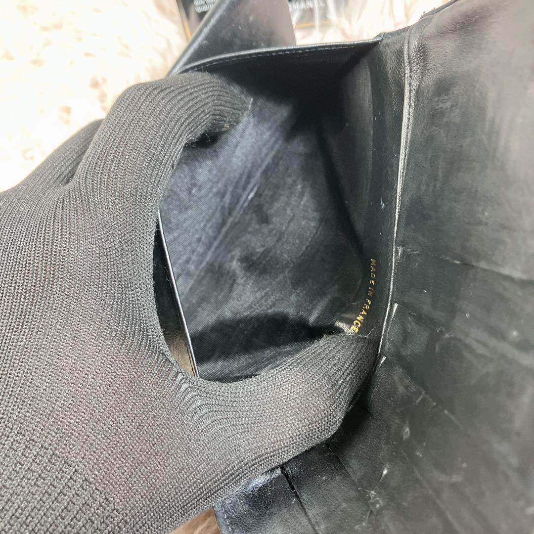 CHANEL ラムスキン ココマーク がま口 長財布 ギャランティカード 黒