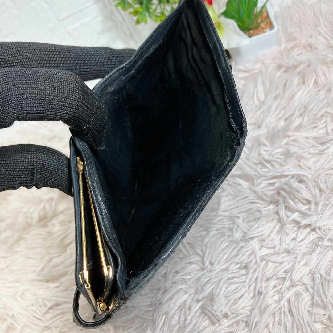 CHANEL ラムスキン ココマーク がま口 長財布 ギャランティカード 黒