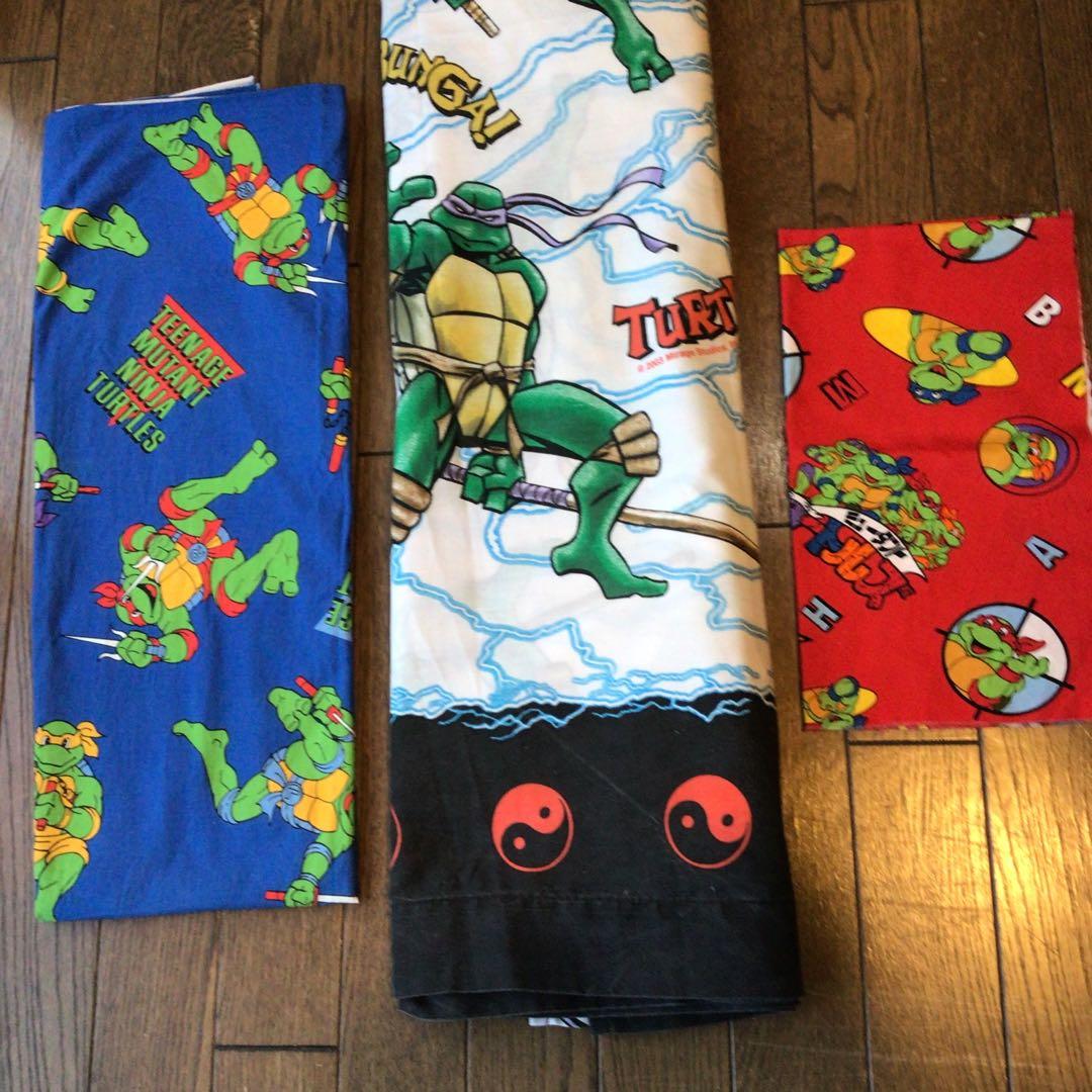TMNT タートルズビンテージシーツ&生地　3枚セット