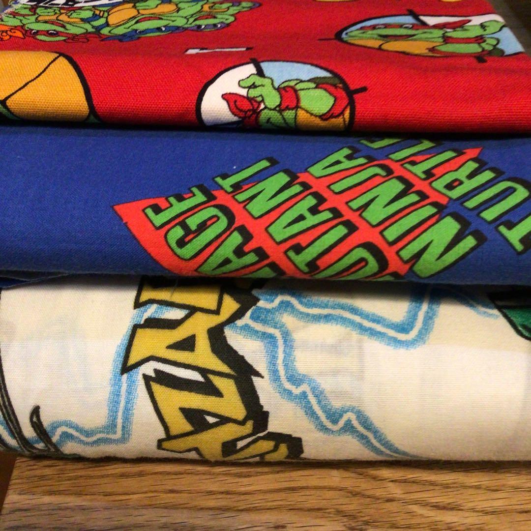 TMNT タートルズビンテージシーツ&生地　3枚セット