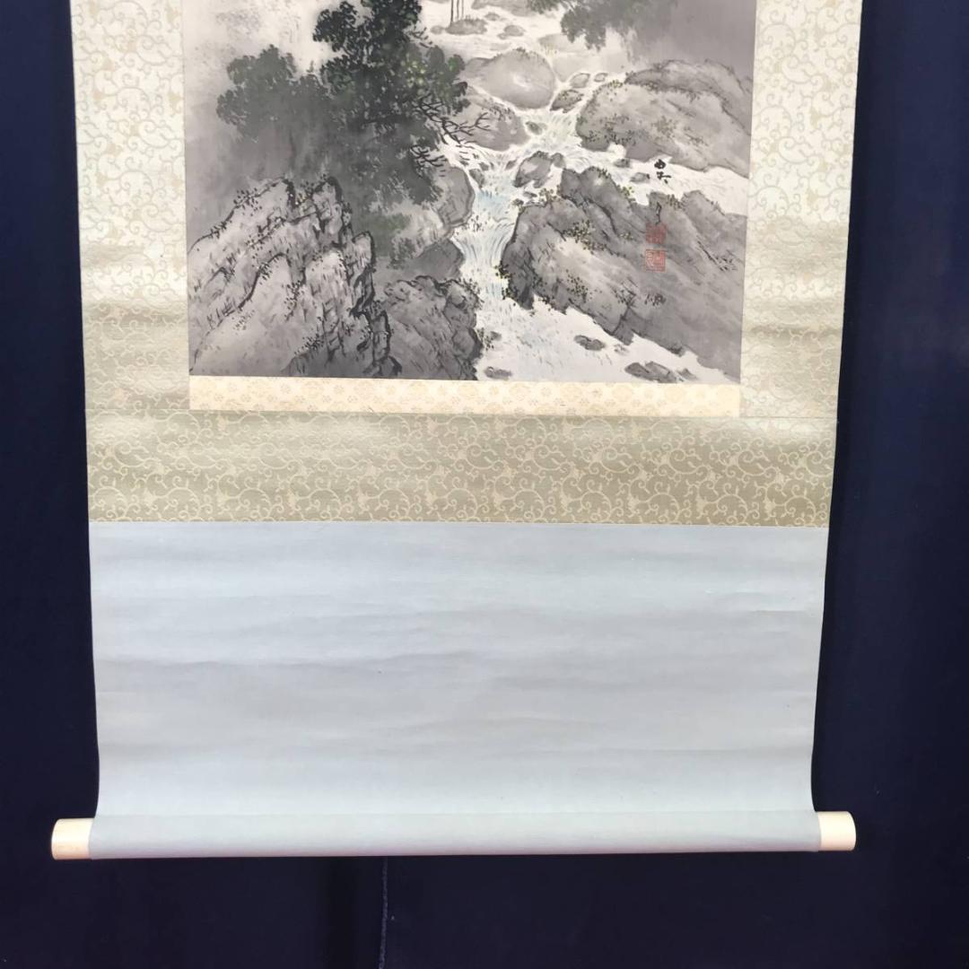 【真作】露月/春景深渓図/春景山水人物図/掛軸☆宝船☆AB-517