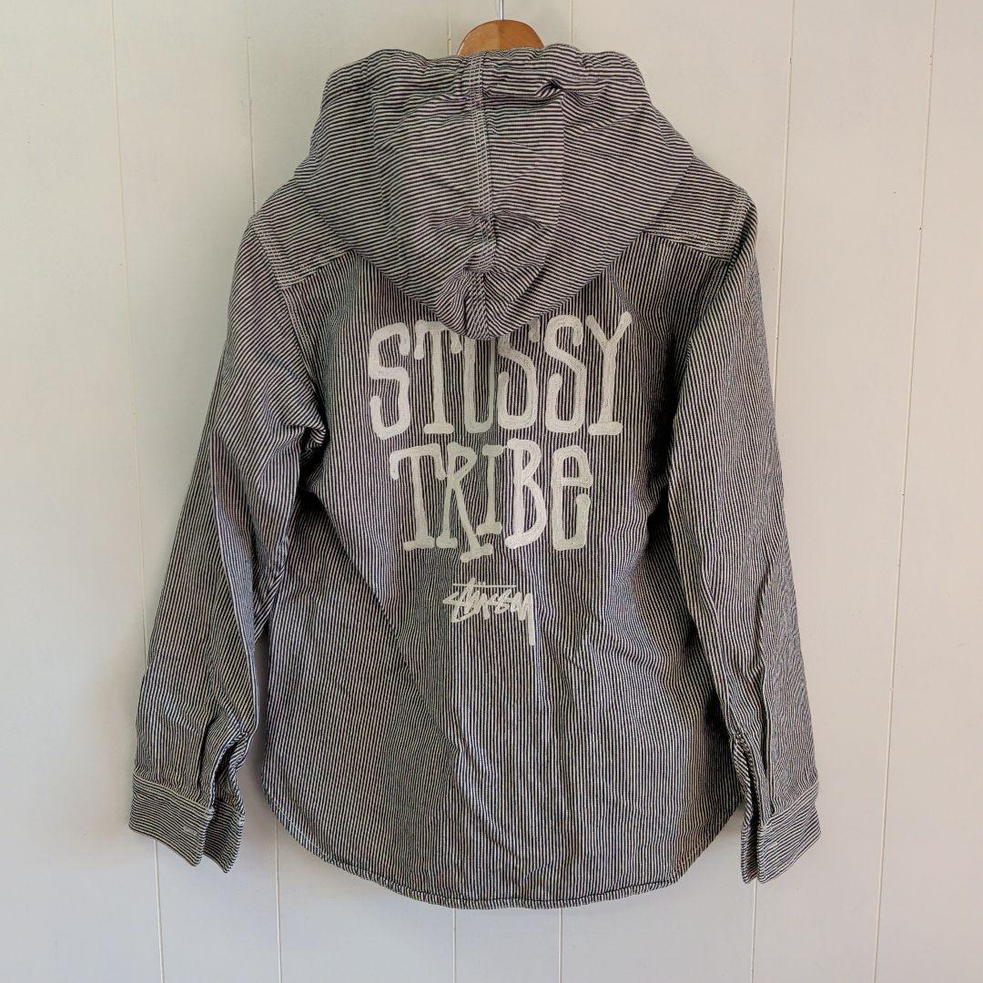 ジャケット・アウター stussy tribe hooded jacket M stripe