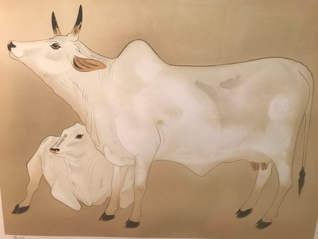奥村土牛　「聖牛」　リトグラフ　落款・エディション・作品証明シール有り