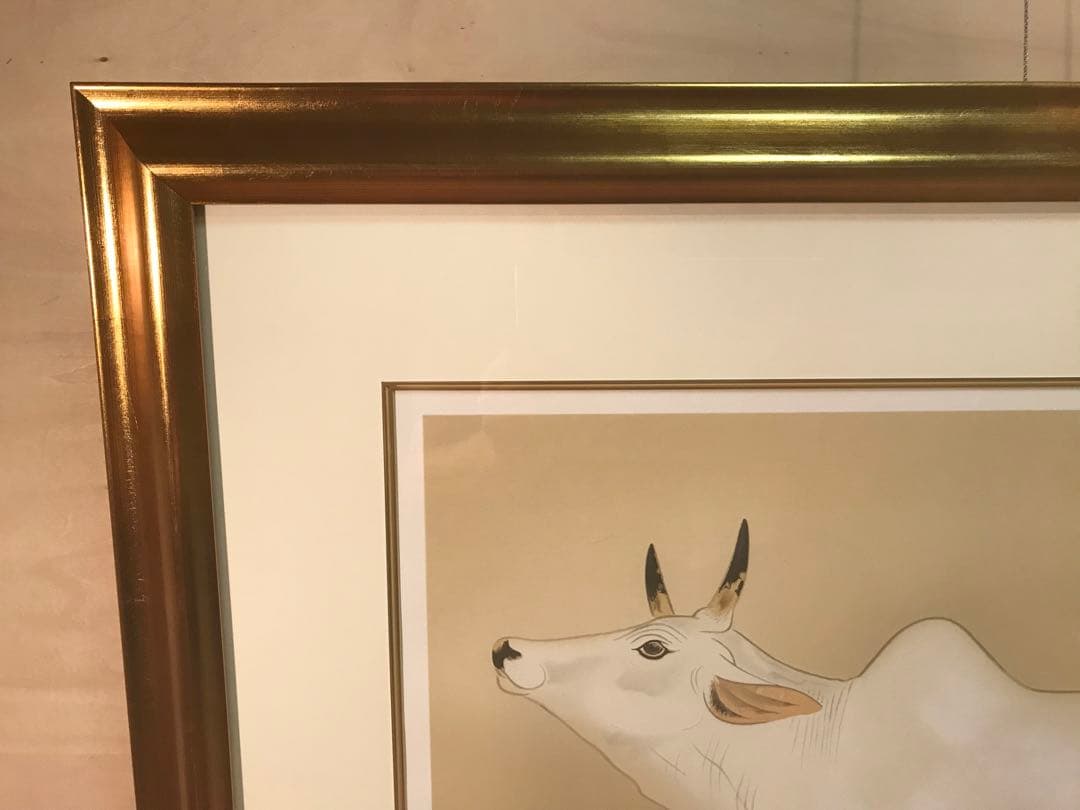 奥村土牛　「聖牛」　リトグラフ　落款・エディション・作品証明シール有り