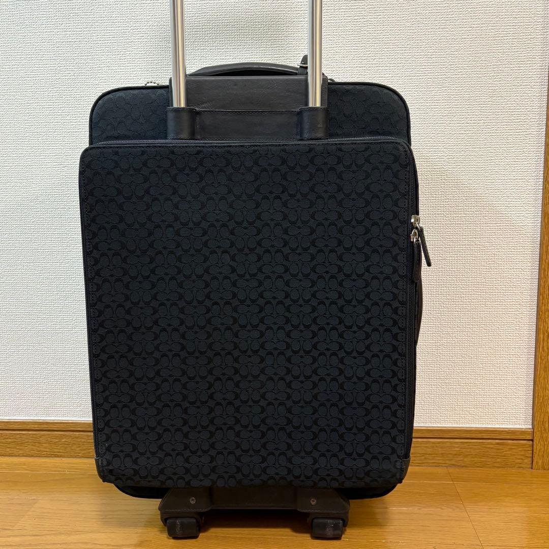 美品 コーチ キャリーケース スーツケース トラベルバッグ シグネチャー 黒