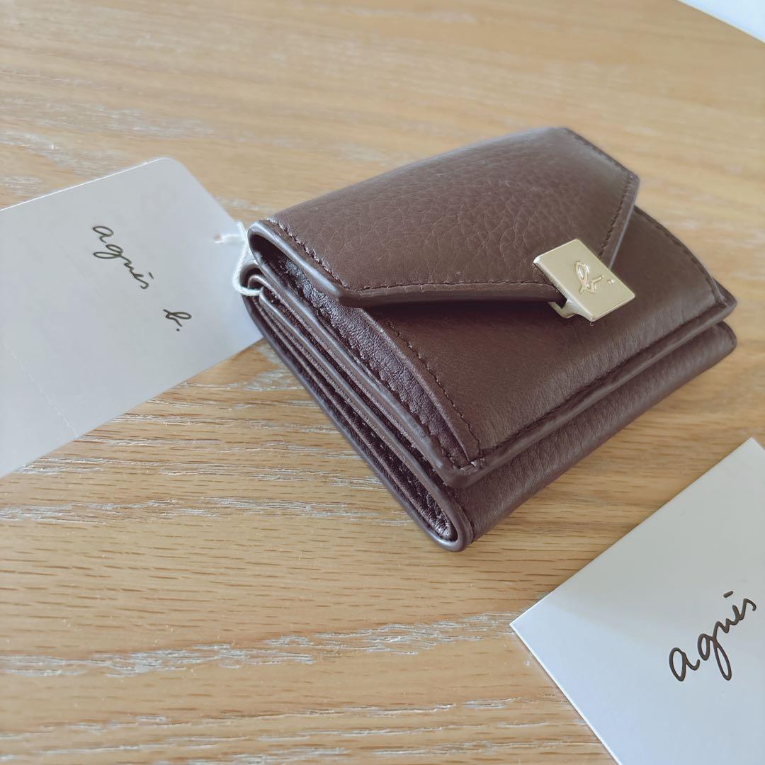 ●訳あり●アニエスベー ミニ財布 本革 ブラウン 茶 ミニウォレット 新品