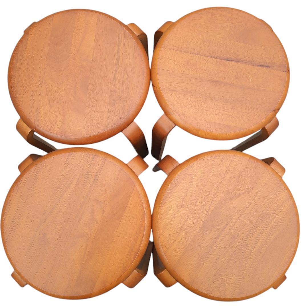 ウッドスツール 4脚セット 丸椅子 木製 スタッキング