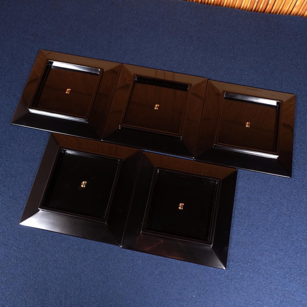輪島塗 最高峰 慶塚 黒塗 図替 立雛蒔絵 銘々皿 5客 共箱