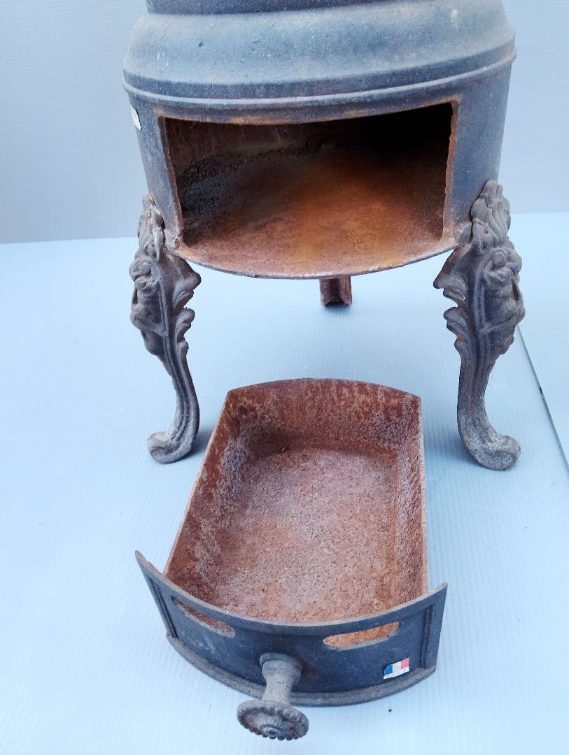 フランスストーブ 鋳物 鉄製 シャビー レトロ ヴィンテージ(あ46)
