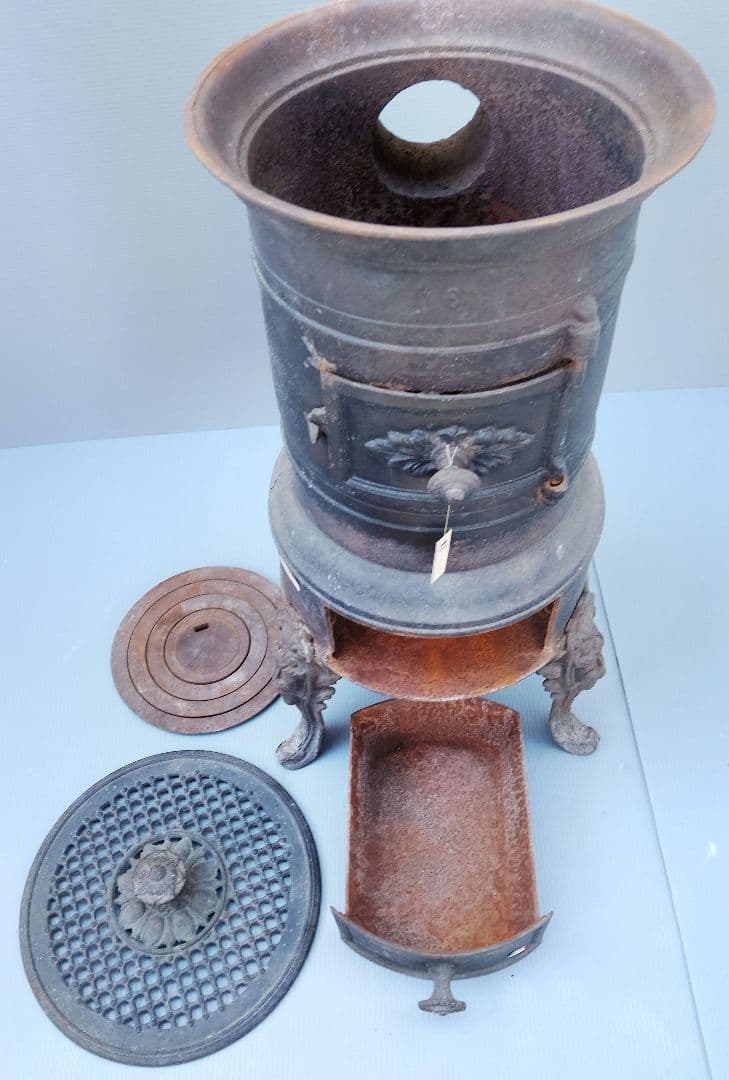フランスストーブ 鋳物 鉄製 シャビー レトロ ヴィンテージ(あ46)