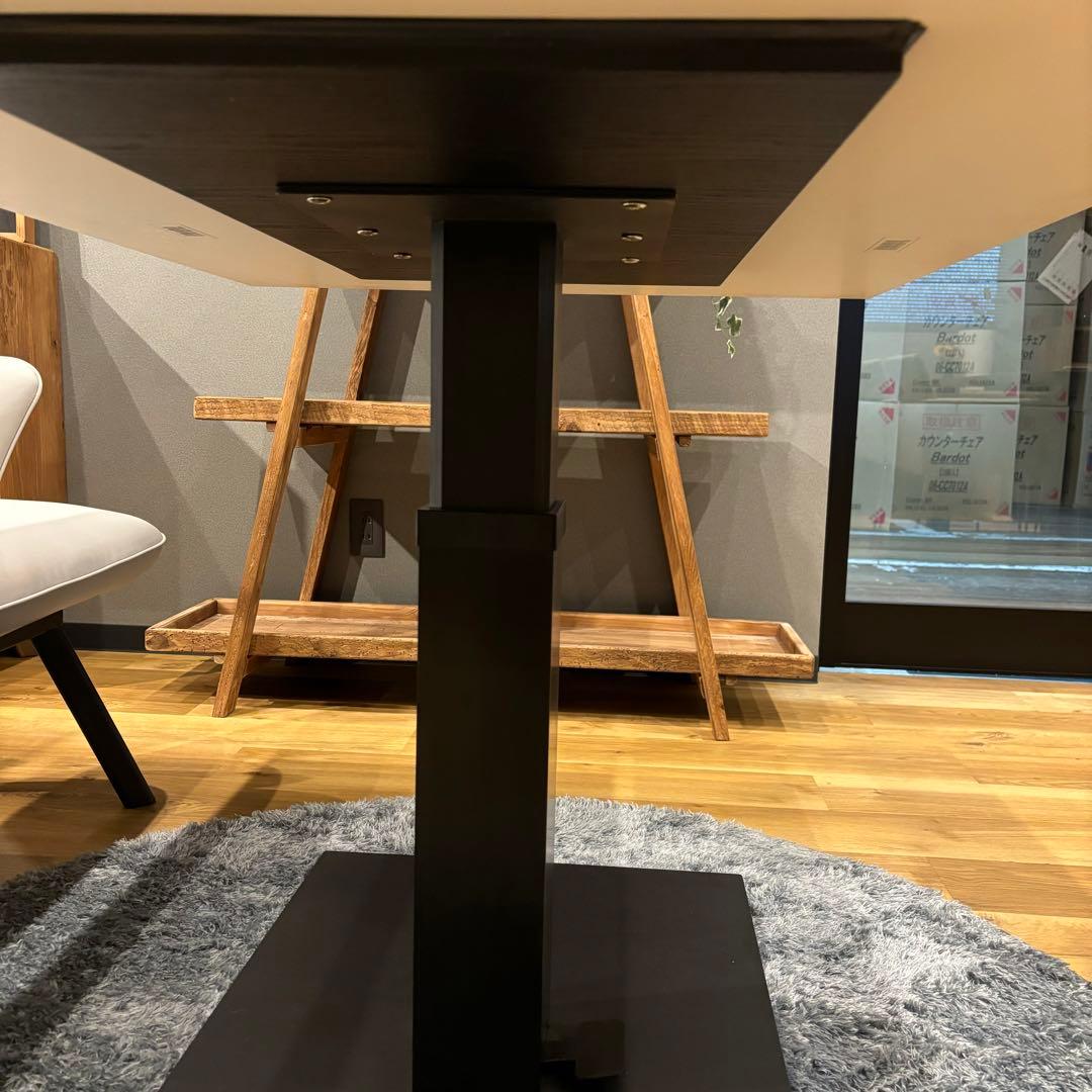 昇降テーブル　セラミック　140㎝　ダイニングテーブル　机　北欧　白木　ベージュ