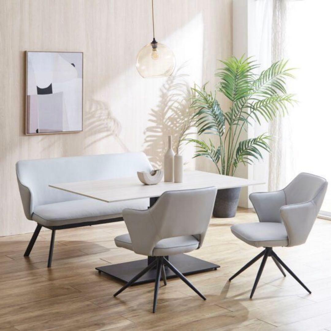 昇降テーブル　セラミック　140㎝　ダイニングテーブル　机　北欧　白木　ベージュ