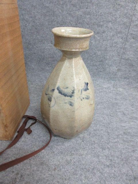 李朝染付青花面取徳利箱附き [B26266]