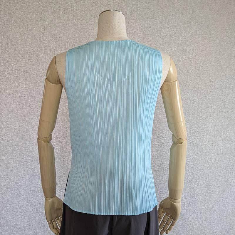 イッセイミヤケ◆PLEATS PLEASE◆空色◆タンクトップ ♯4(7222)