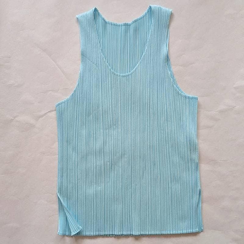 イッセイミヤケ◆PLEATS PLEASE◆空色◆タンクトップ ♯4(7222)