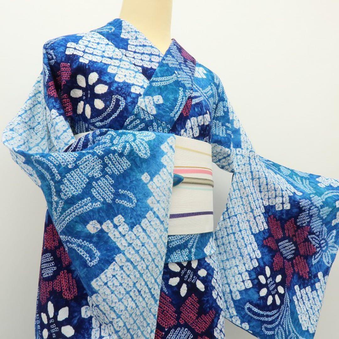 mieeeec✺美品 有松鳴海絞り 向日葵 高級浴衣 着物 A3387