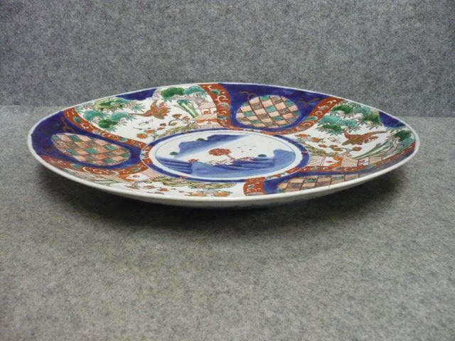 伊万里 花鳥風景図 色絵 大皿 [B31376]