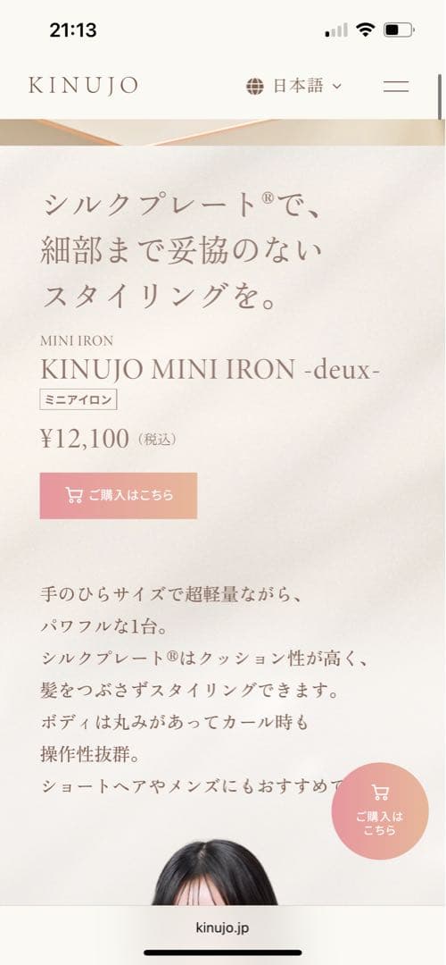 KINUJOMINI IRON -deux- キヌージョ ミニストレートアイロン