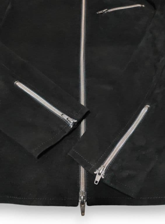 マ*ー様 アバハウス 本革 ゴートレザー ブラックスエード シングルライダース