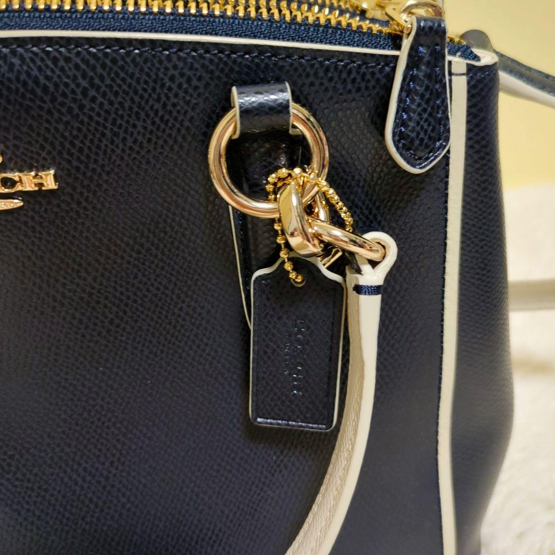 美品　COACH ネイビー レザー ショルダーバッグ f37762 2way
