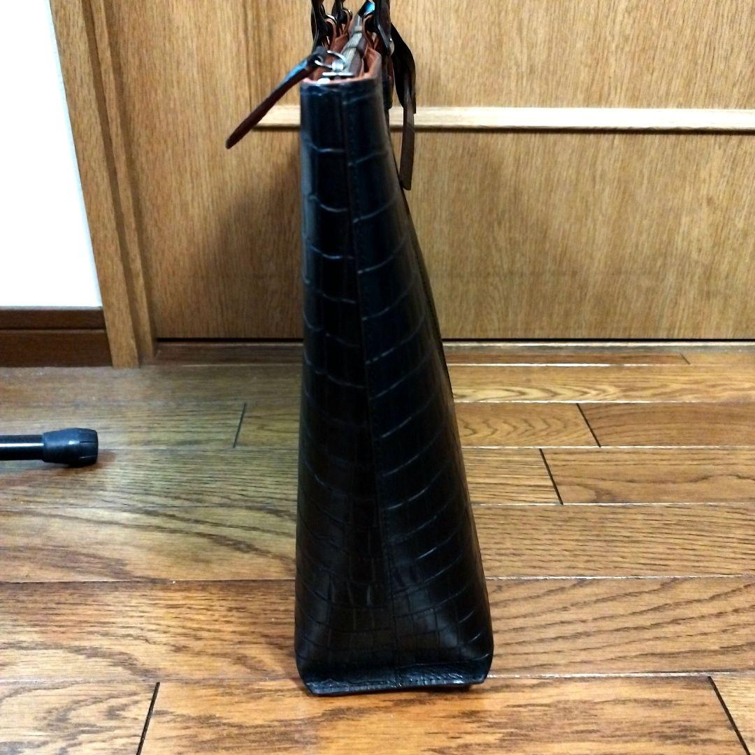 PaulStuart クロコダイル型押しレザートートバッグ