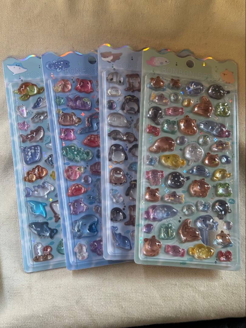 水族館限定　4枚セット　ボンボンドロップシール