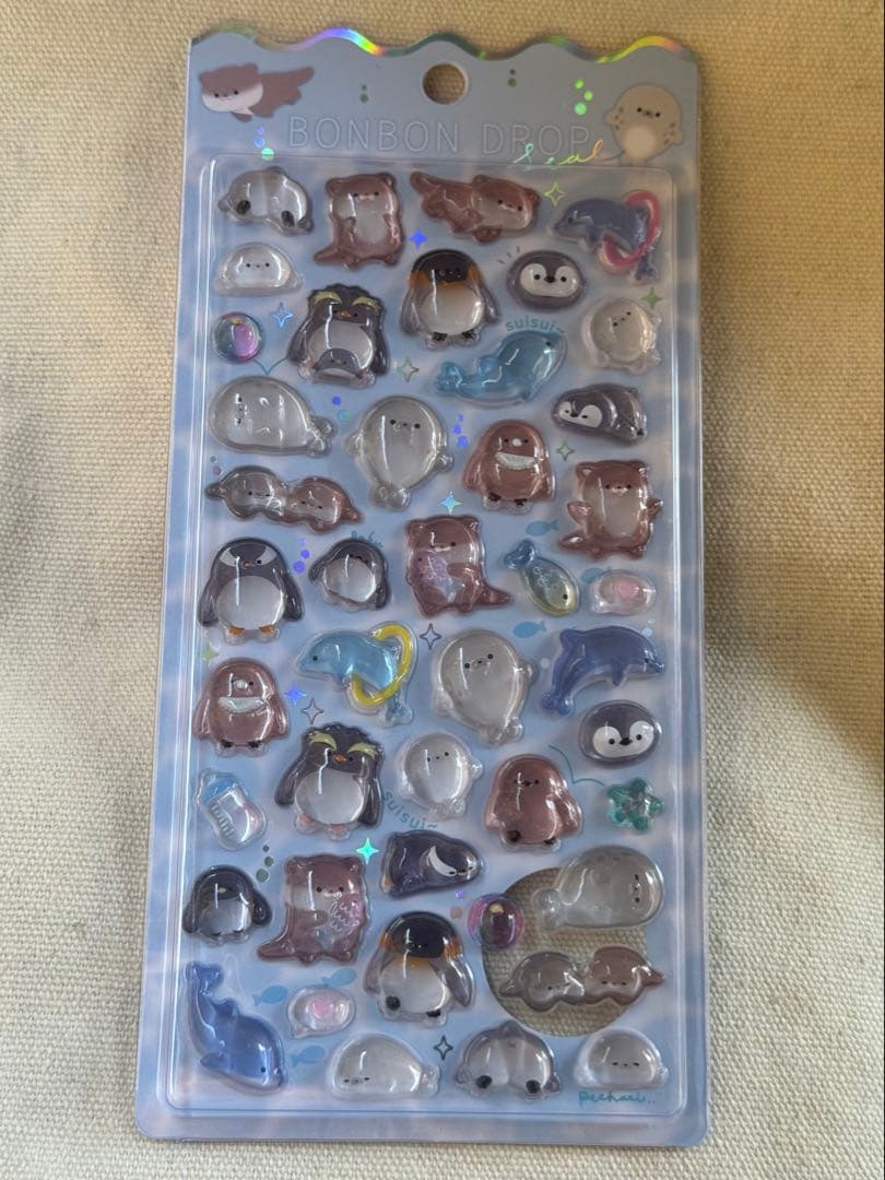 水族館限定　4枚セット　ボンボンドロップシール
