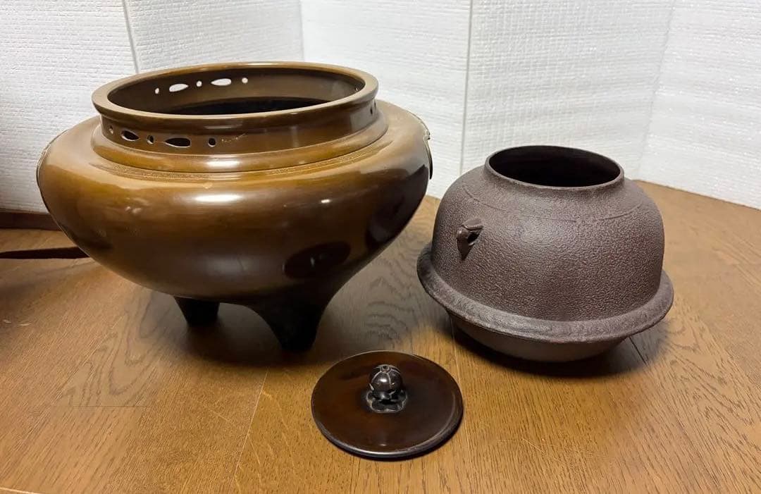 茶道具 唐銅朝鮮風炉釜 共箱 高橋敬典 藤井宗喜