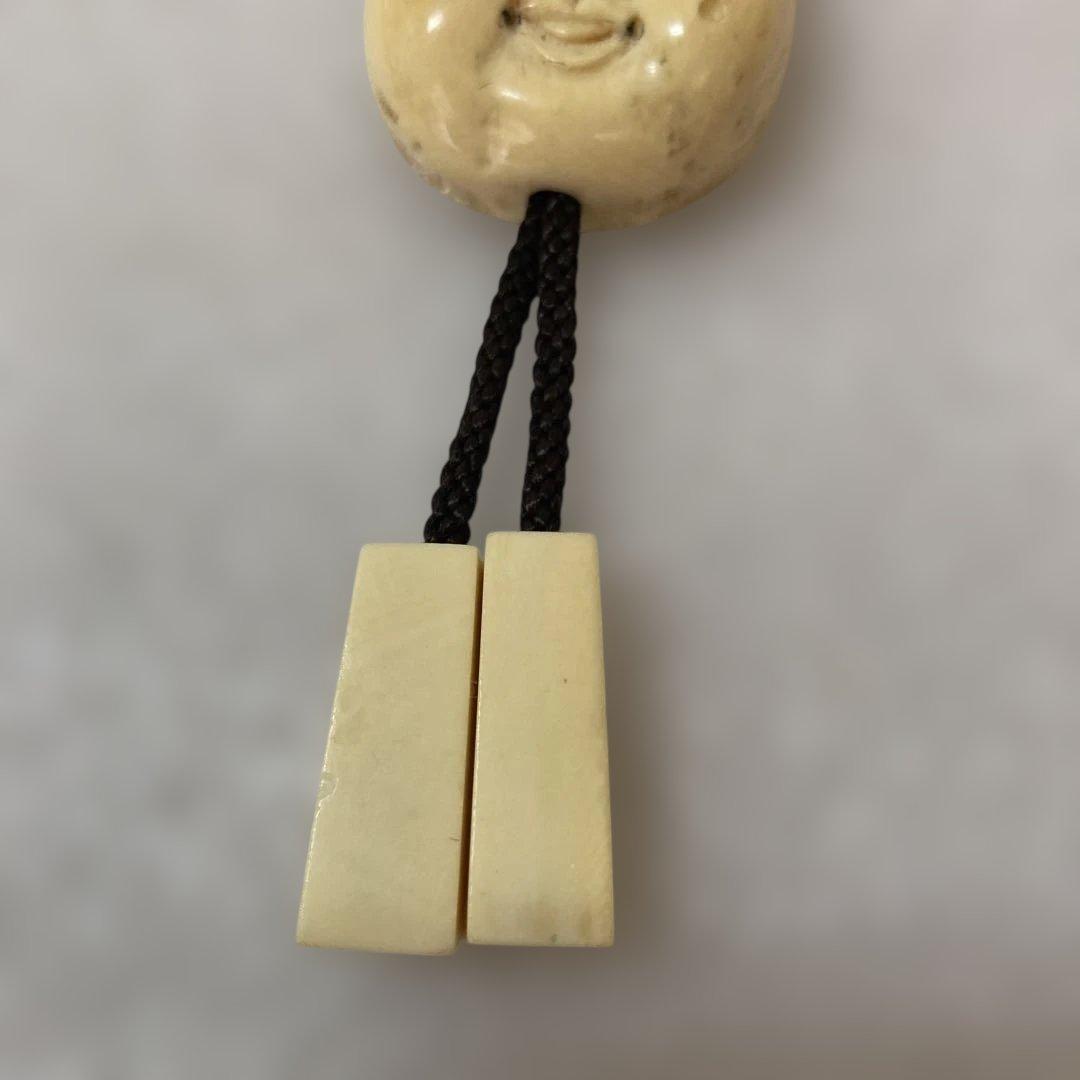 極上　天然素材　時代物　能面　吉祥面 おかめ　ループタイ